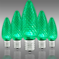 Green - LED C9 - Christmas Light Replacement Bulbs - Faceted Finish